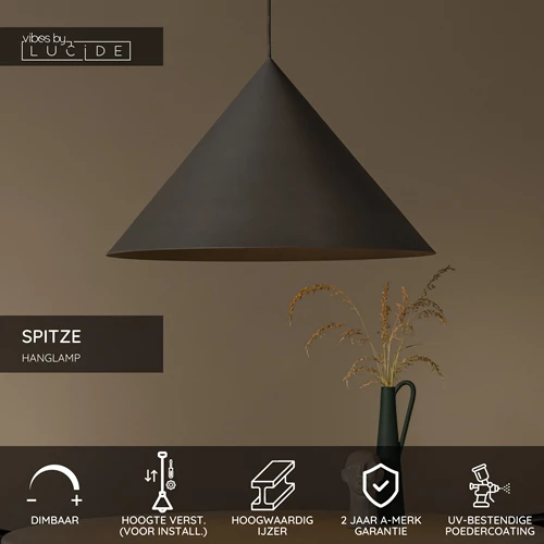 Lucide SPITZE - Hanglamp - Ø 60 cm - 1xE27 - Grijs | Vibes - USP
